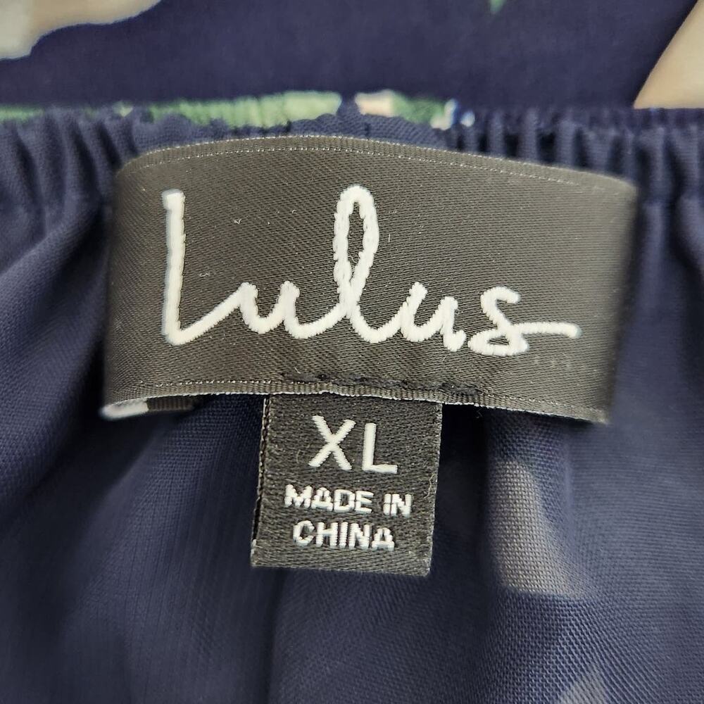 Lulus Elated Energy Midnight Blue Tropical Print Convertible Romper Size XL - Picture 6 of 10